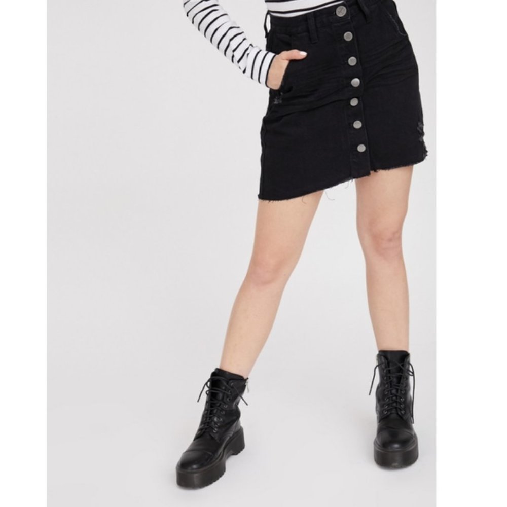 One Teaspoon Viper High Waist Button UP Mini Skirt